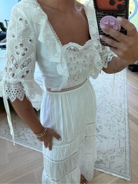 Self-Portrait White Lace Midi Dress